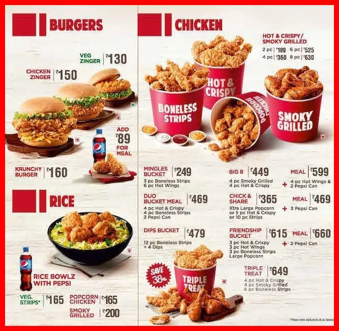 KFC Menu Deals with prices